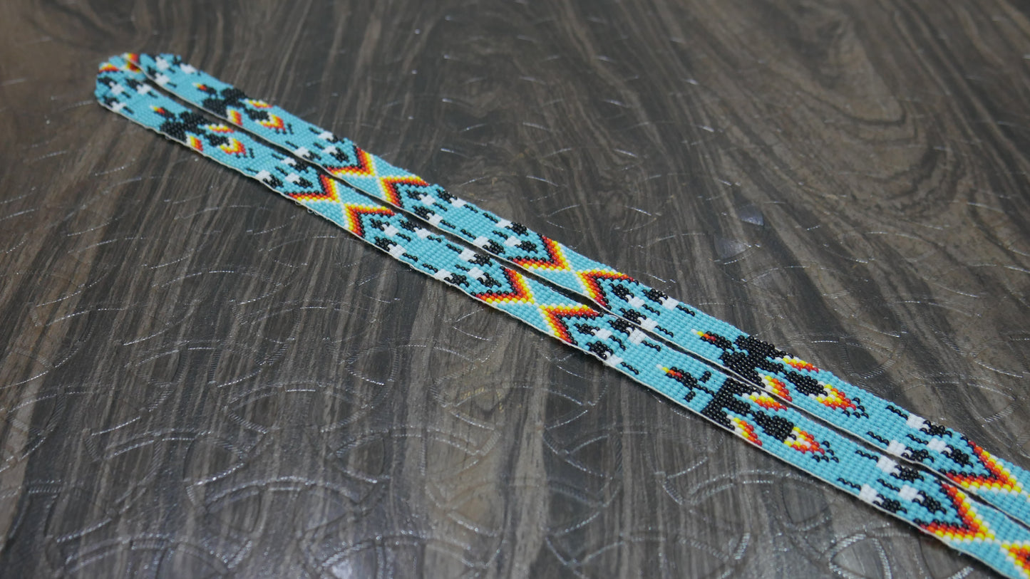 sky-Blue Eagle beaded lanyard with matching Beaded Earrings, Native American Lanyard, beaded badge holder, ID card holder
