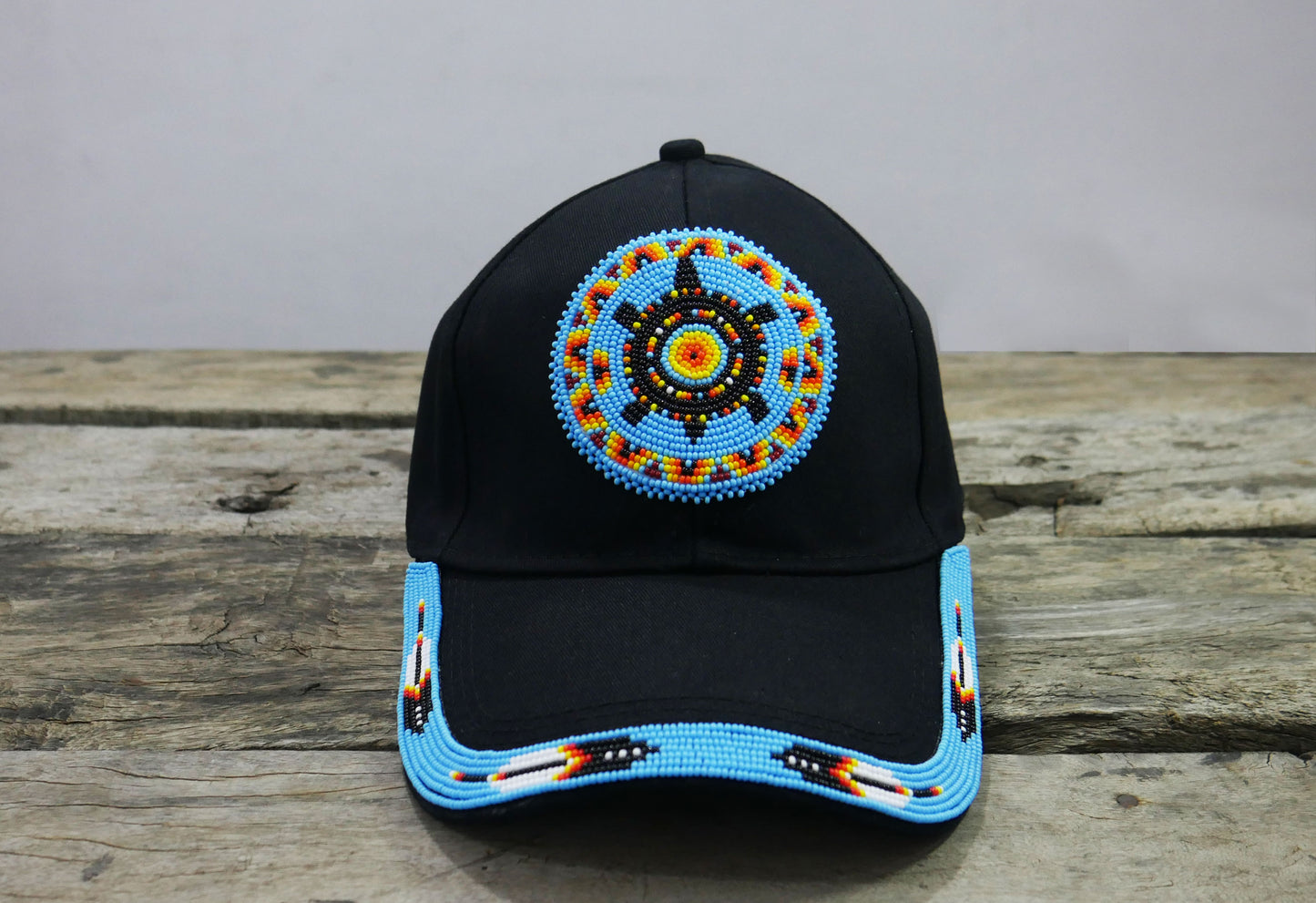 Native American Style Baseball Cap - Beaded Trucker Hat for Men