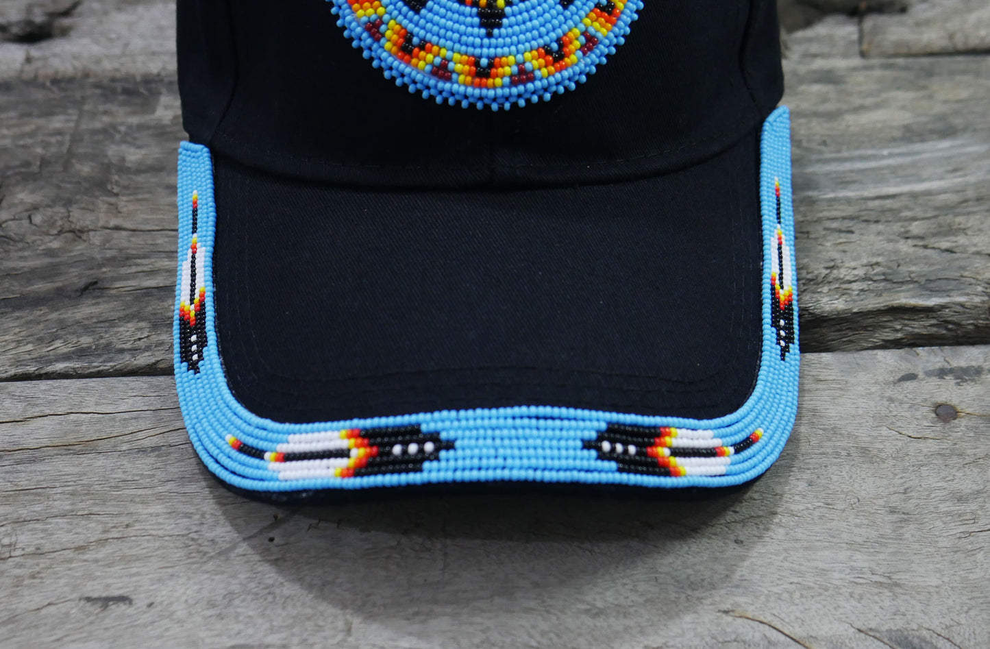Native American Style Baseball Cap - Beaded Trucker Hat for Men