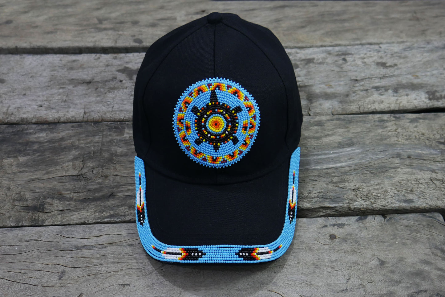 Native American Style Baseball Cap - Beaded Trucker Hat for Men