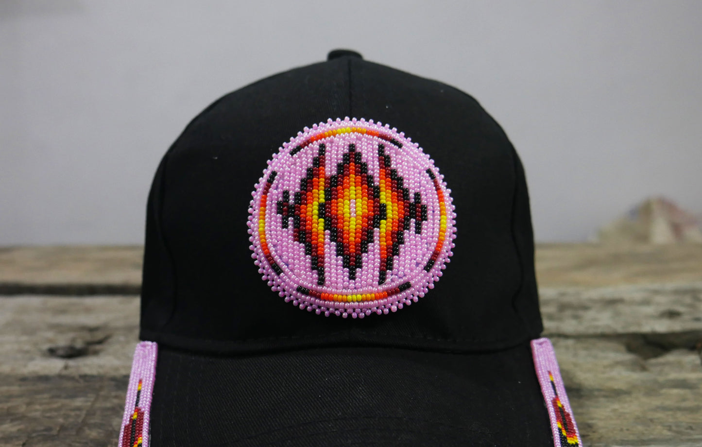Native American Style Baseball Cap - Beaded Trucker Hat for Men