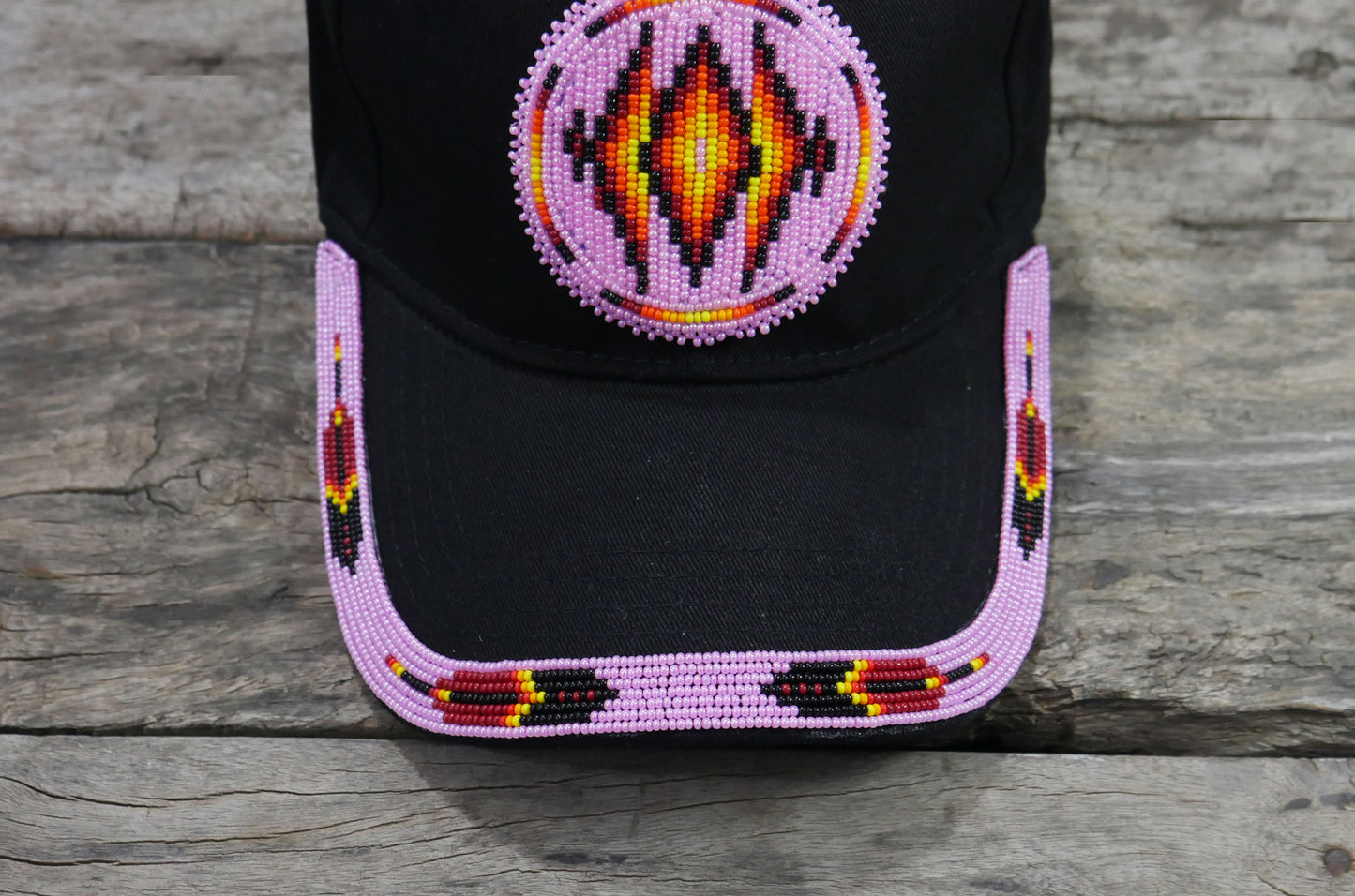Native American Style Baseball Cap - Beaded Trucker Hat for Men