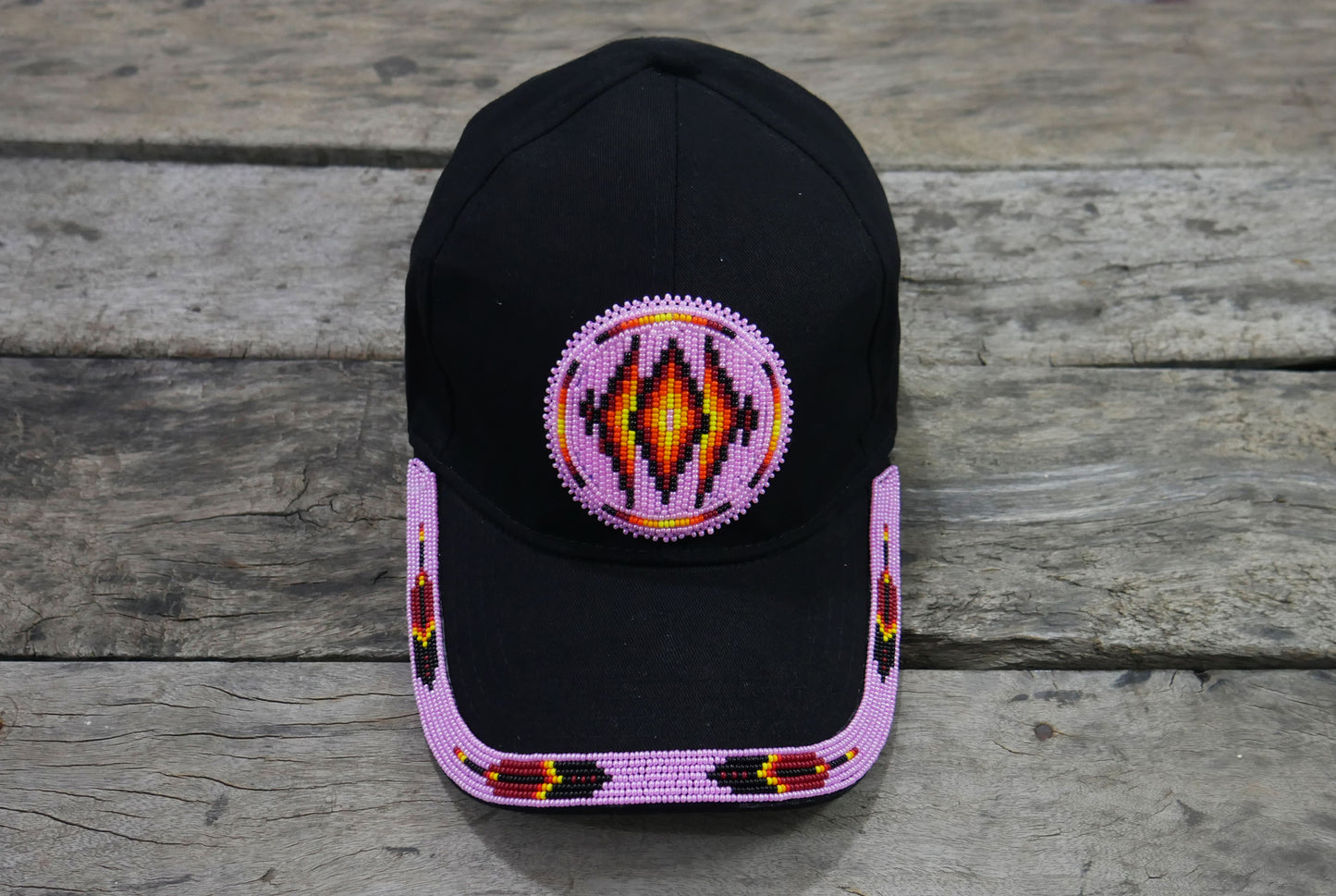 Native American Style Baseball Cap - Beaded Trucker Hat for Men
