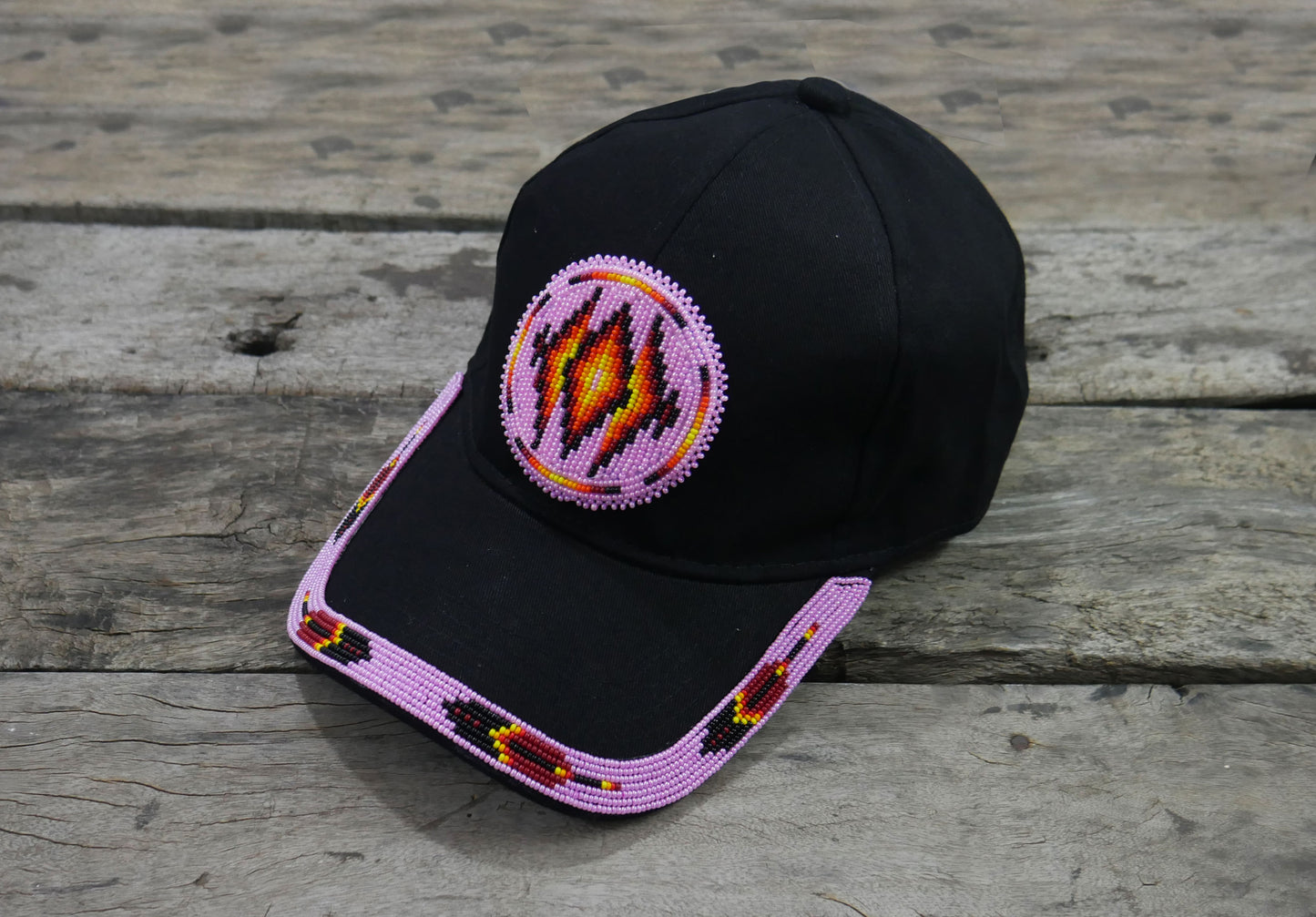 Native American Style Baseball Cap - Beaded Trucker Hat for Men