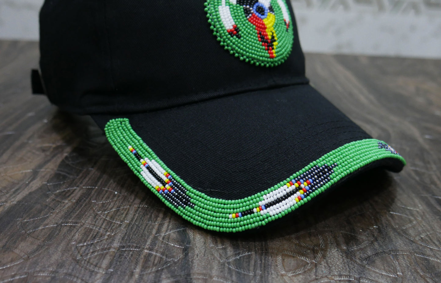 Native American Style Baseball Cap - Beaded Trucker Hat for Men