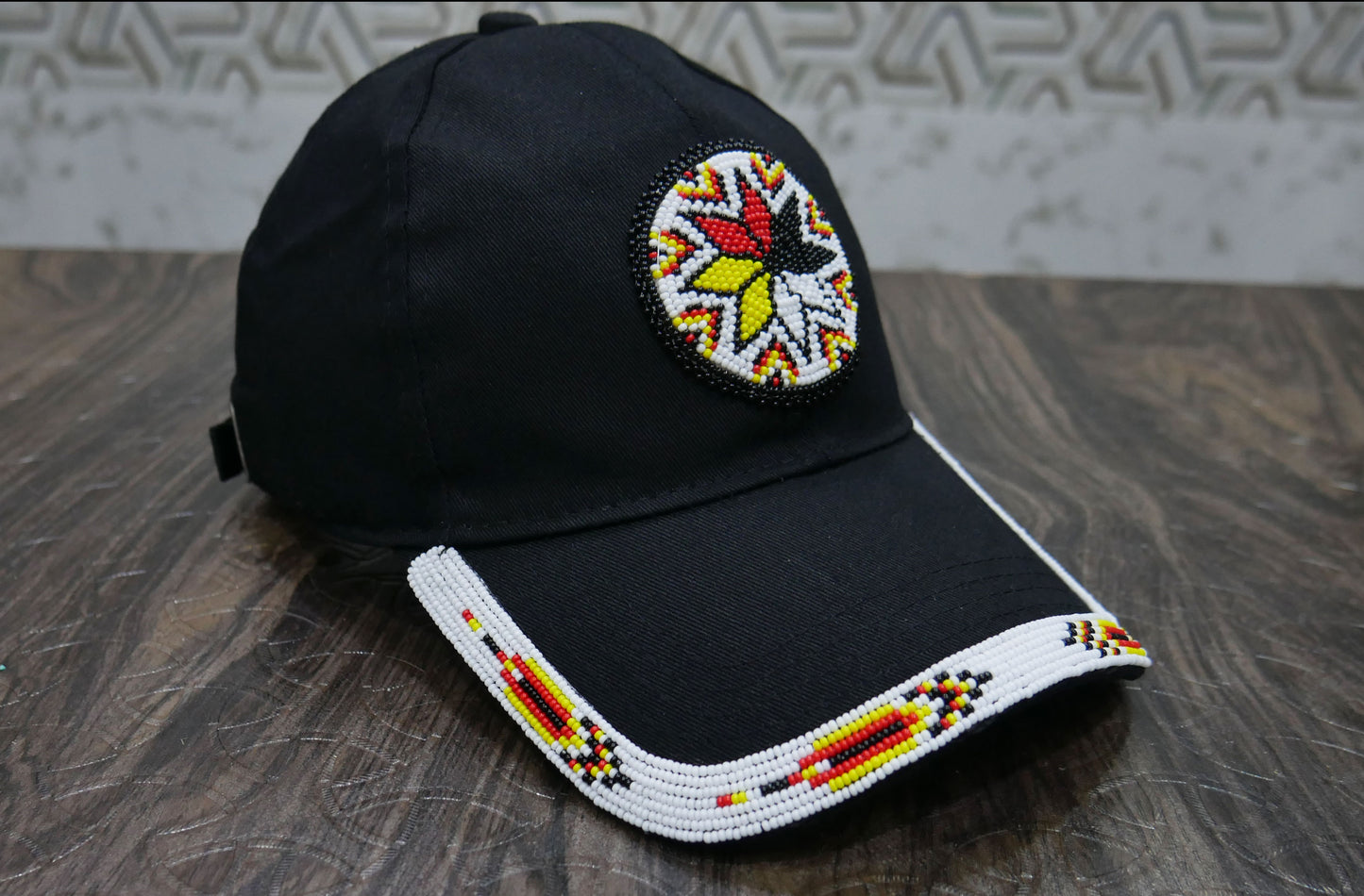 Native American Style Baseball Cap - Beaded Trucker Hat for Men