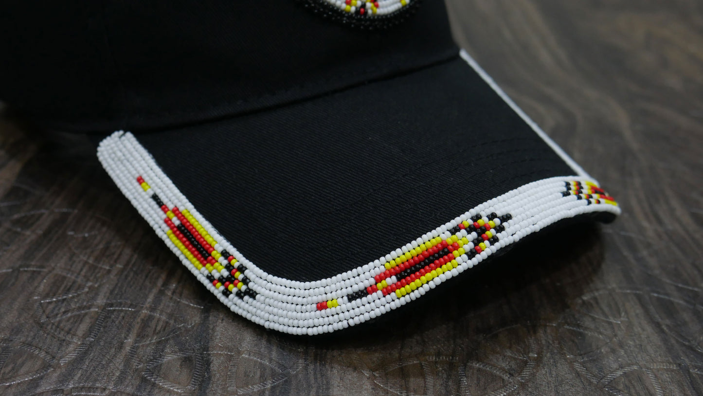 Native American Style Baseball Cap - Beaded Trucker Hat for Men