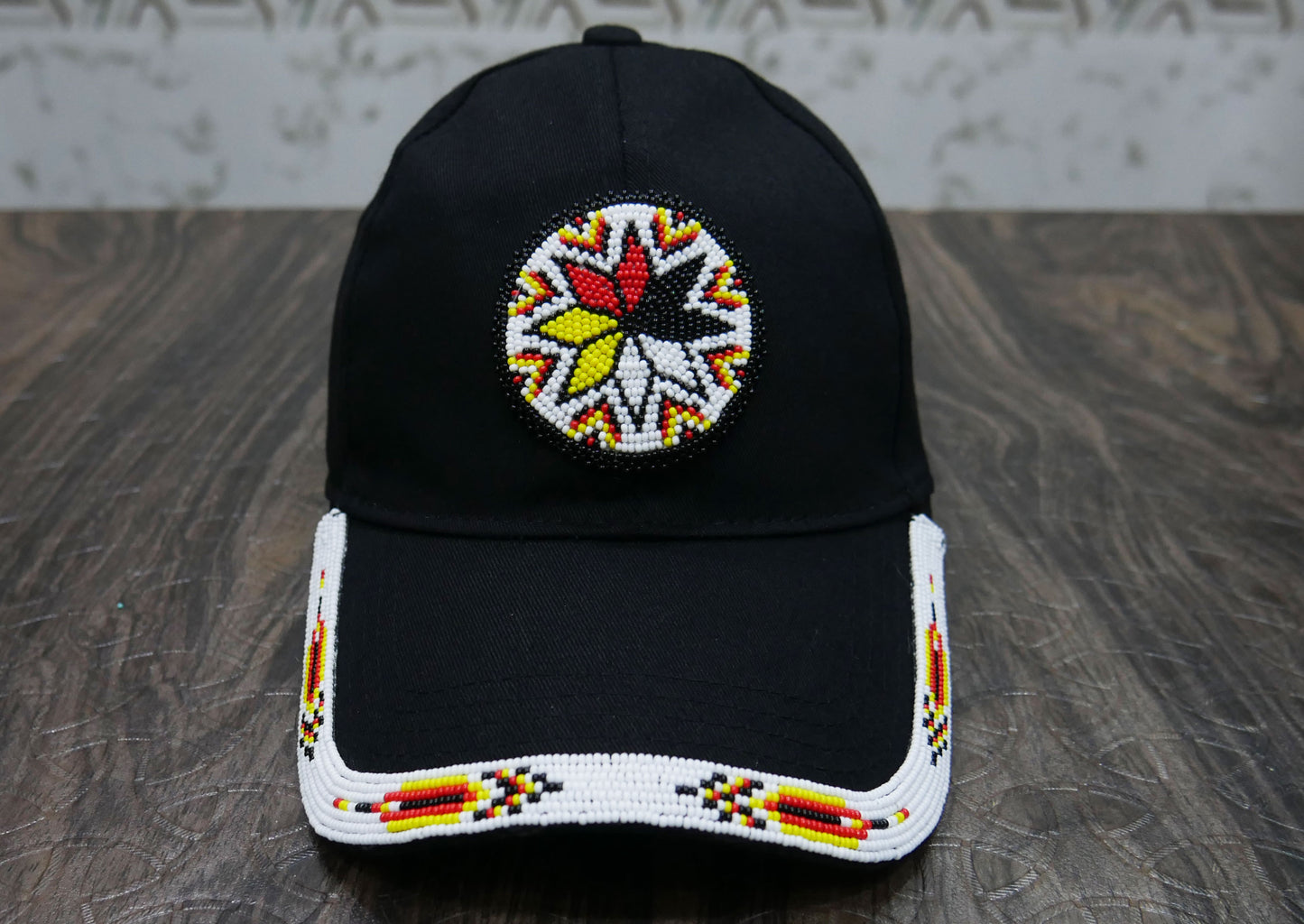 Native American Style Baseball Cap - Beaded Trucker Hat for Men