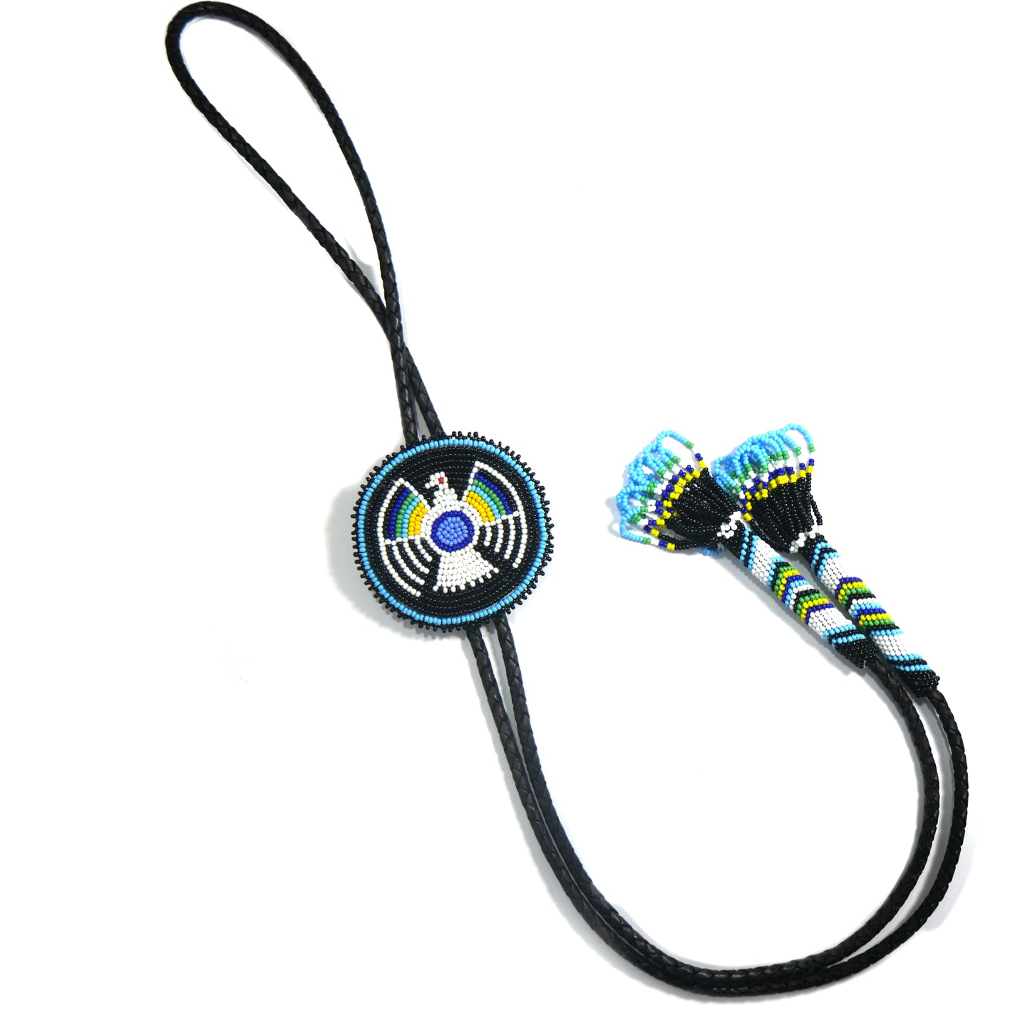 Beaded Bolo Tie with Geometric and Traditional Design - Men's Bolo Tie for Wedding, Formal Occasion
