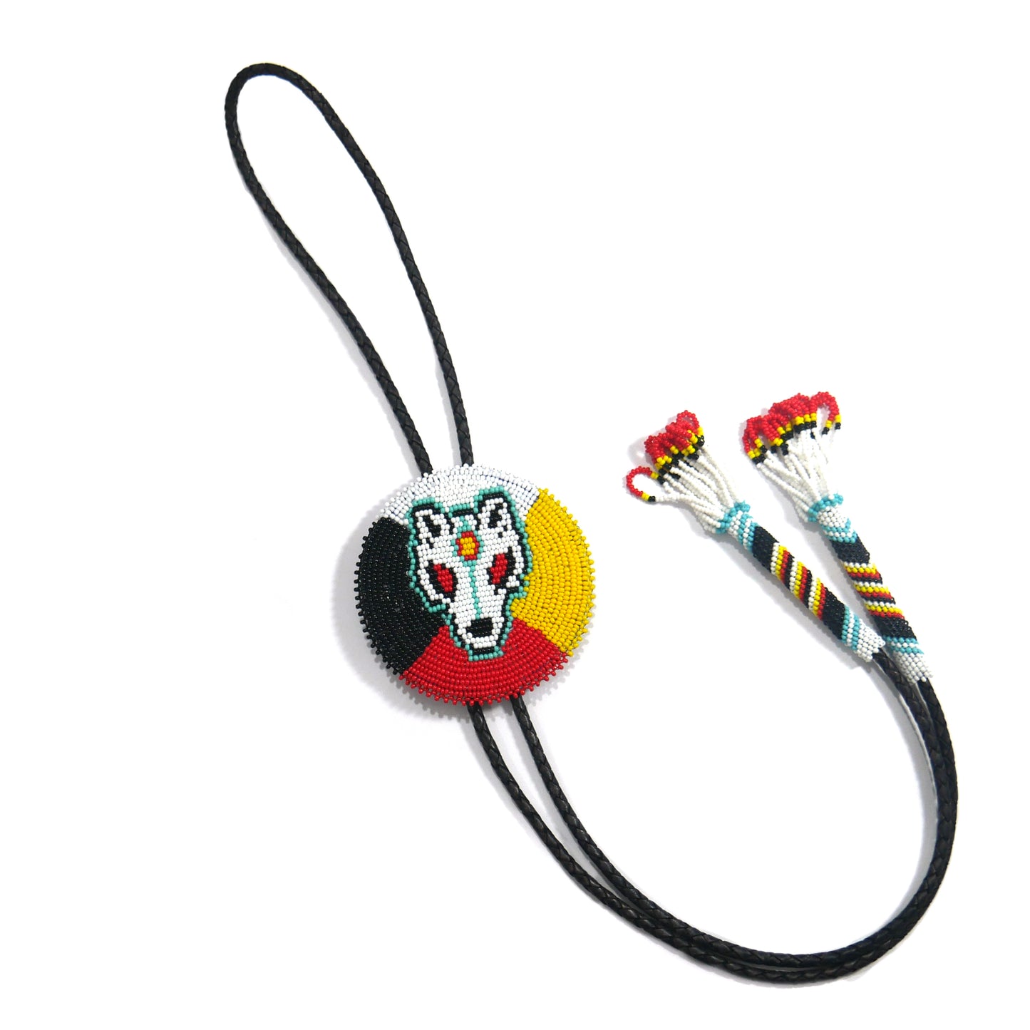 Beaded Bolo Tie with Geometric and Traditional Design - Men's Bolo Tie for Wedding, Formal Occasion