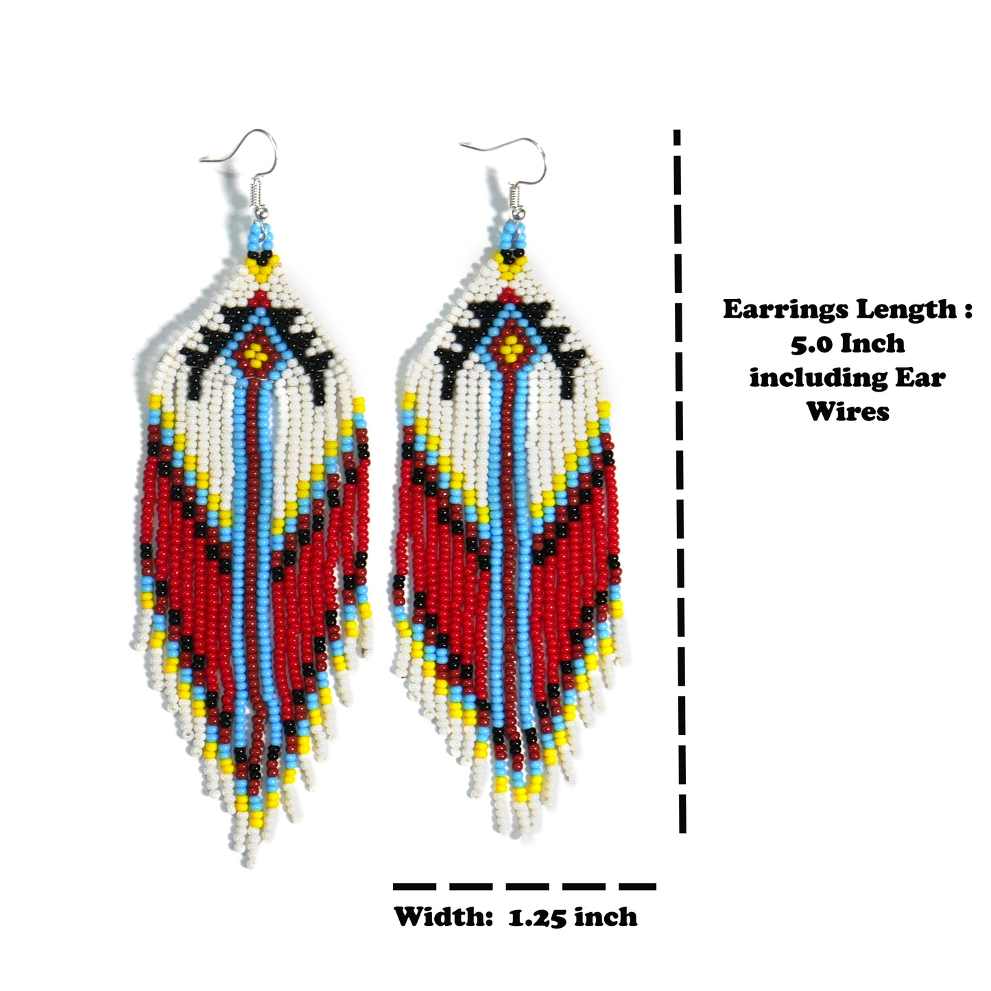 Cream Native American Seed Beads Beaded Earrings ( Handmade)