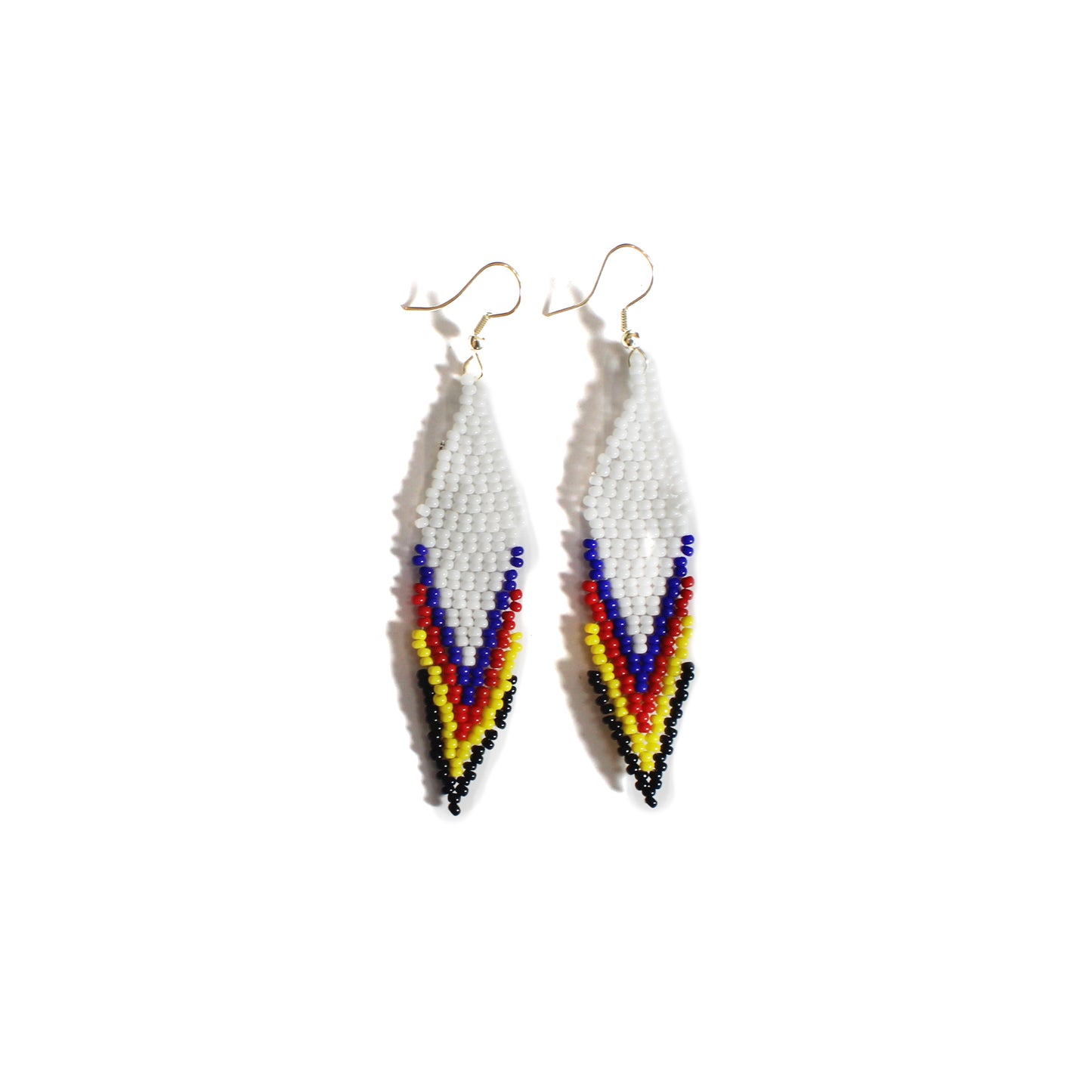 White Multi Feather beaded lanyard with matching Beaded Earrings, Native American Lanyard, beaded badge holder,ID card holder