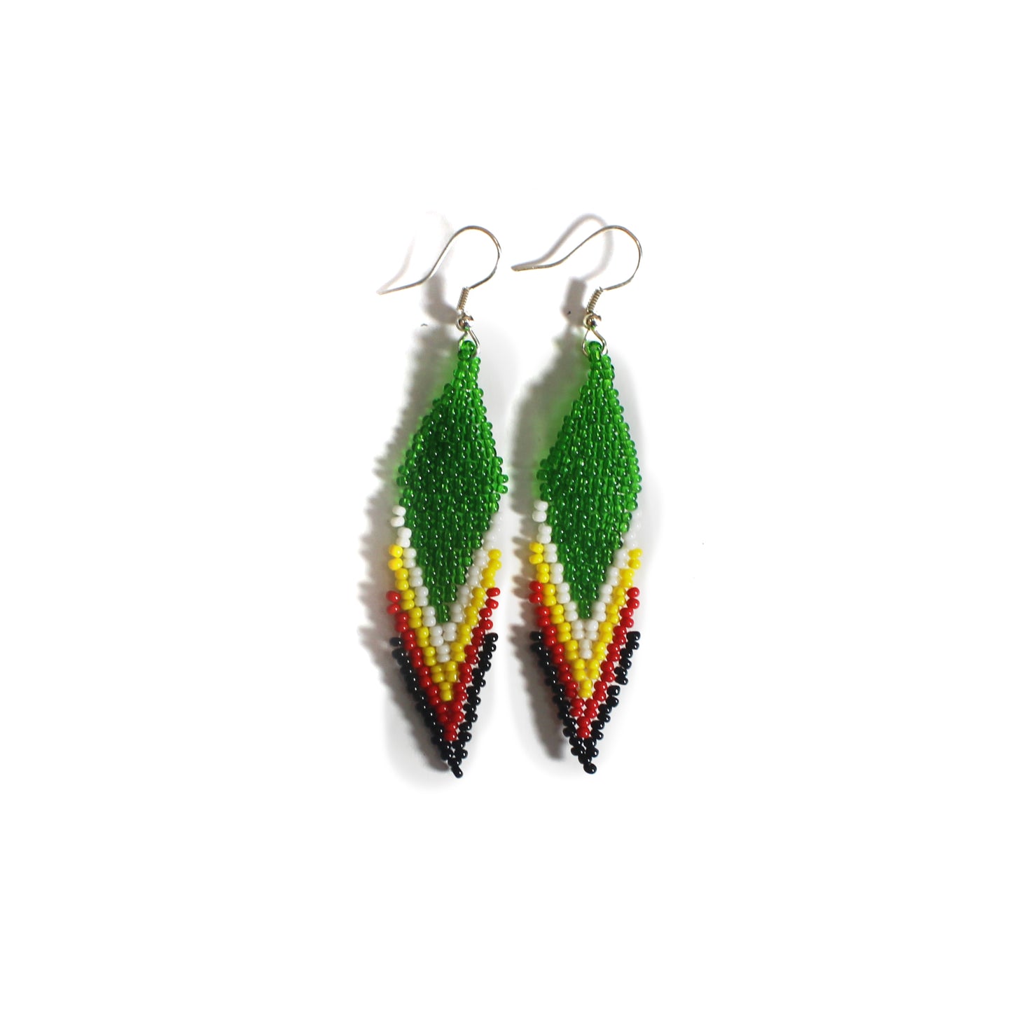 Green Feather beaded lanyard with matching Beaded Earrings, Native American Lanyard, beaded badge holder,ID card holder