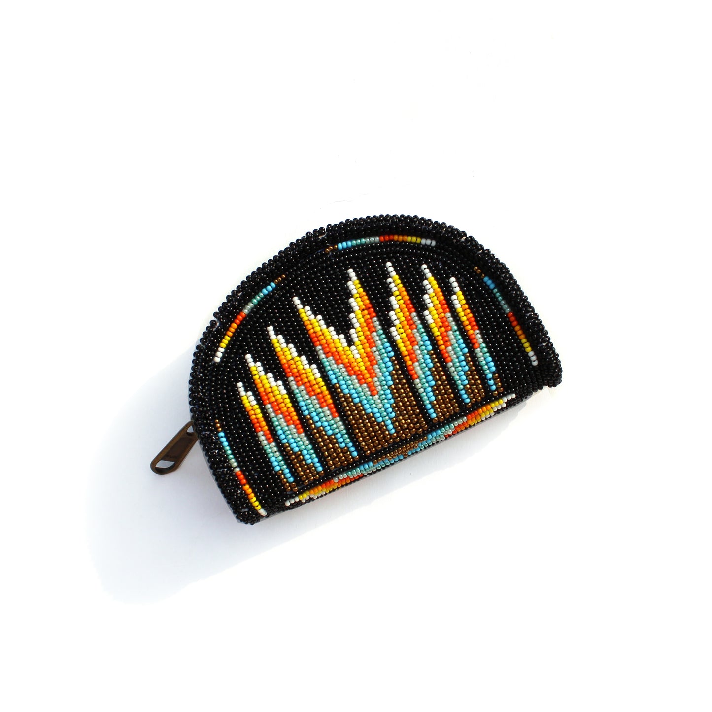 Black Native American Beaded Coin Purse, Change Purse For Women, Zippered Change Pouch Wallet, Small Leather Pouch, designer key pouch