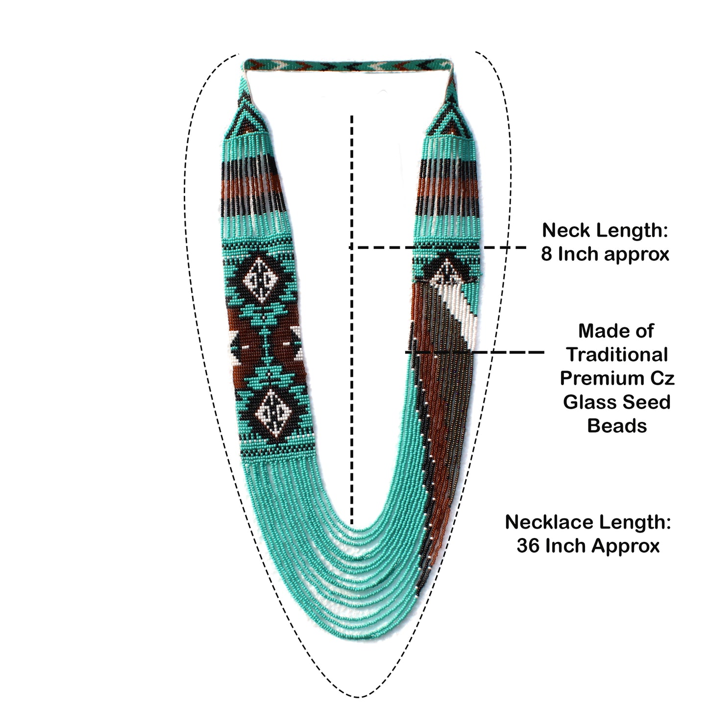 Turquoise Native American Beaded Layered Necklace ( Handmade )
