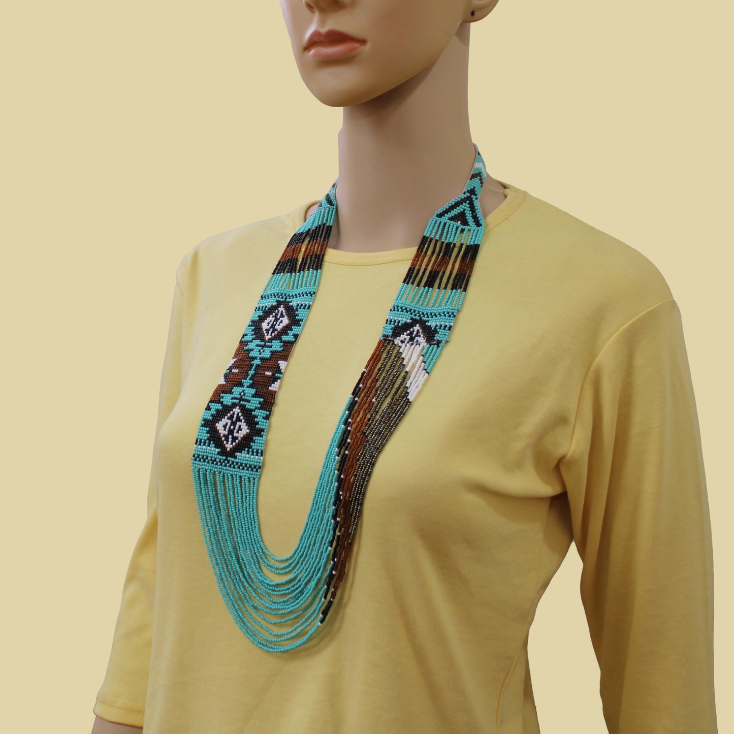 Turquoise Native American Beaded Layered Necklace ( Handmade )
