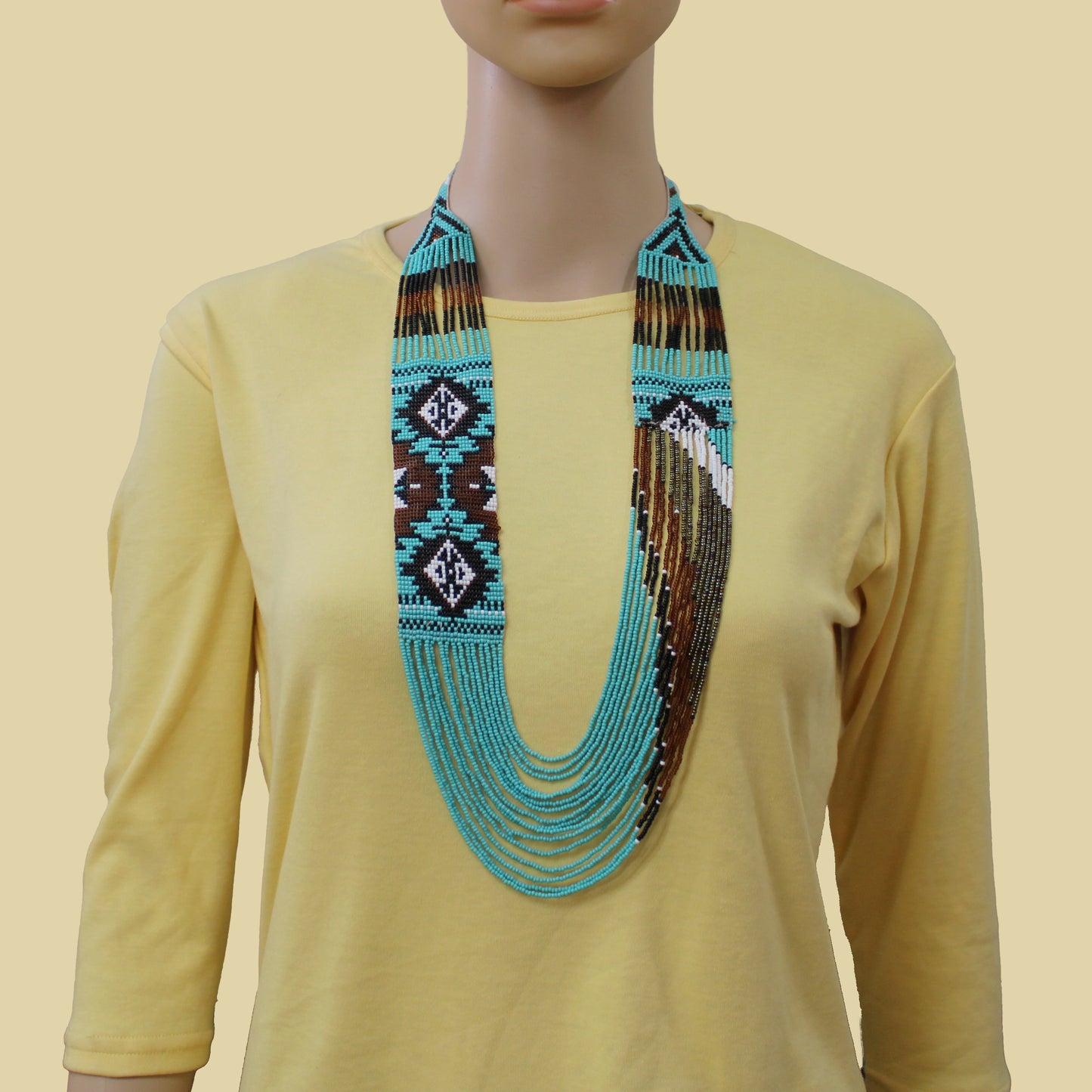 Turquoise Native American Beaded Layered Necklace ( Handmade )