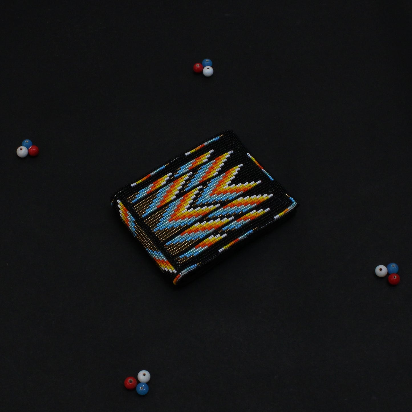 Black Handmade beaded Leather Wallet seed bead Native American Beadwork| traditional gifts for men and women