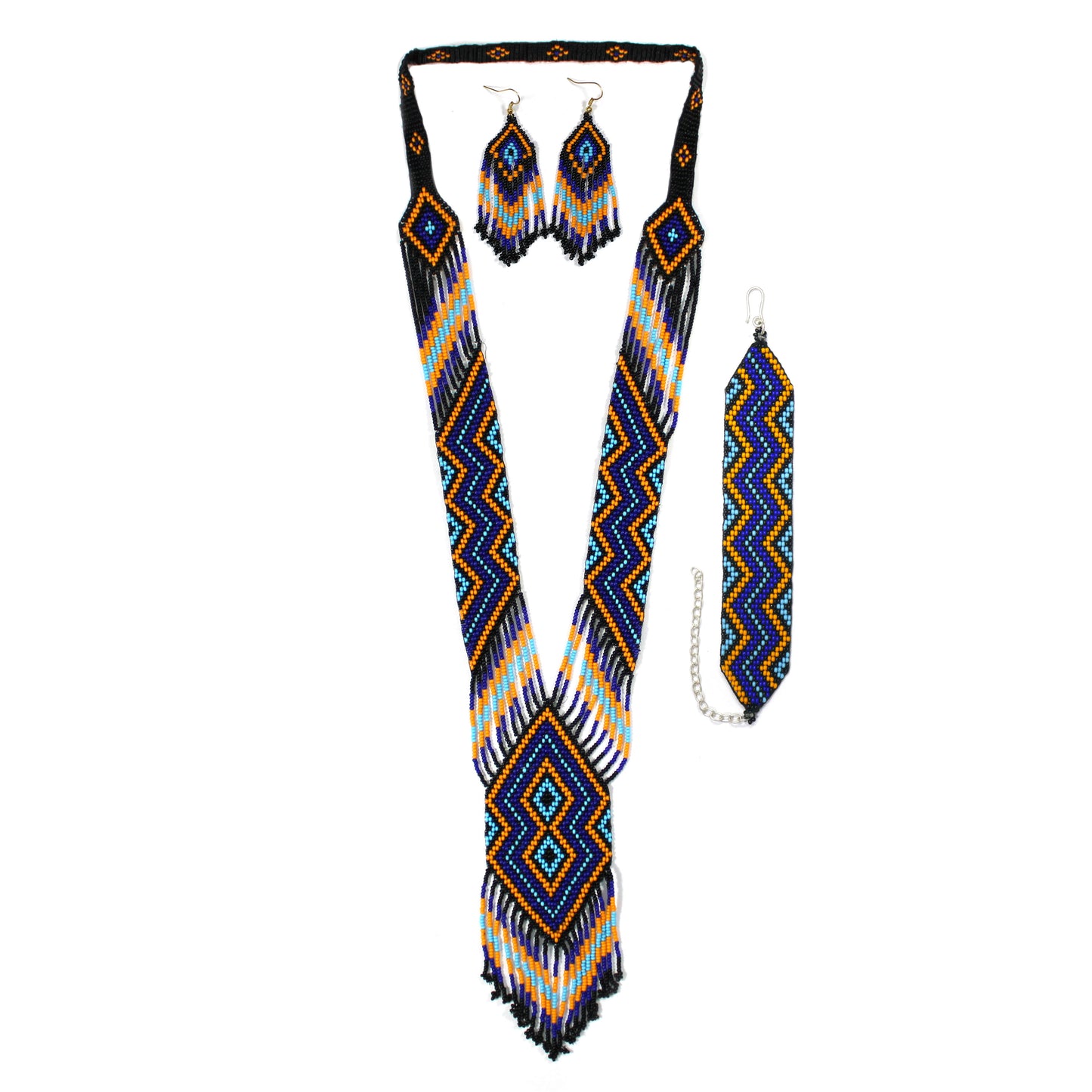 Blue Native American Beaded Necklace ( Handmade )