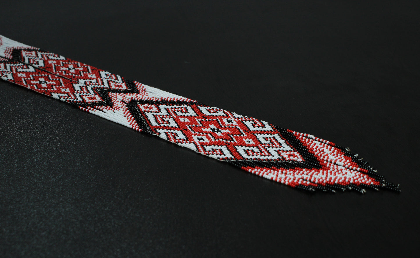 Red & White Flower Native American Beaded Necklace ( Handmade )