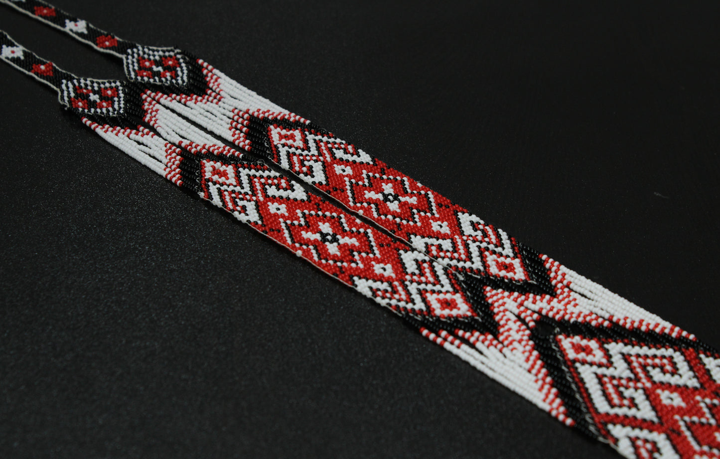 Red & White Flower Native American Beaded Necklace ( Handmade )