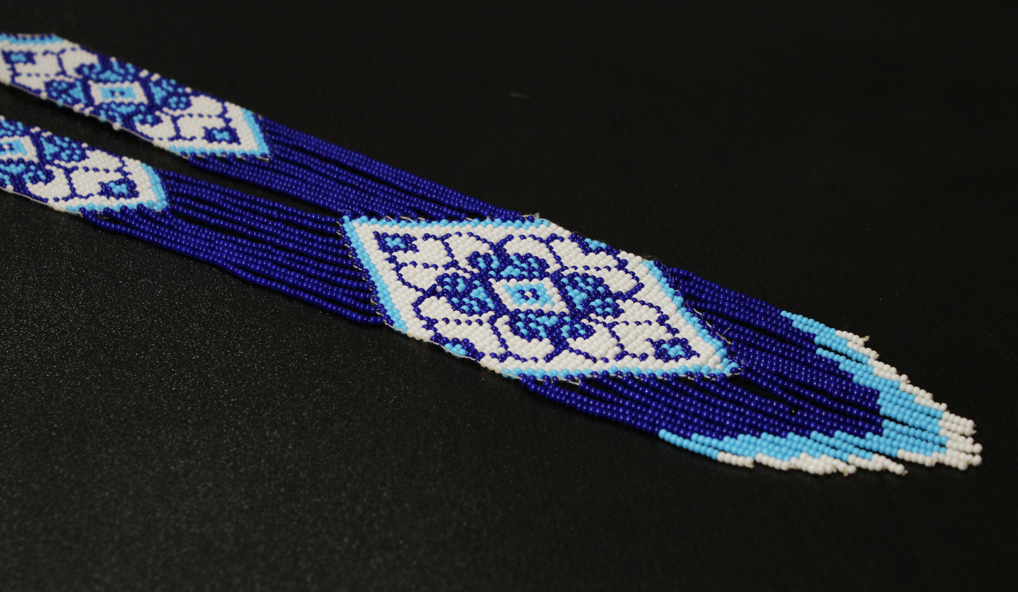 Blue Native American Beaded Necklace ( Handmade )