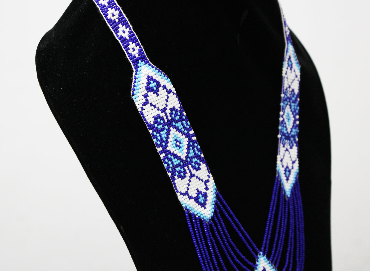 Blue Native American Beaded Necklace ( Handmade )