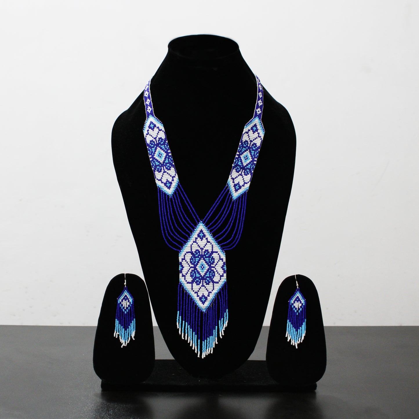 Blue Native American Beaded Necklace ( Handmade )