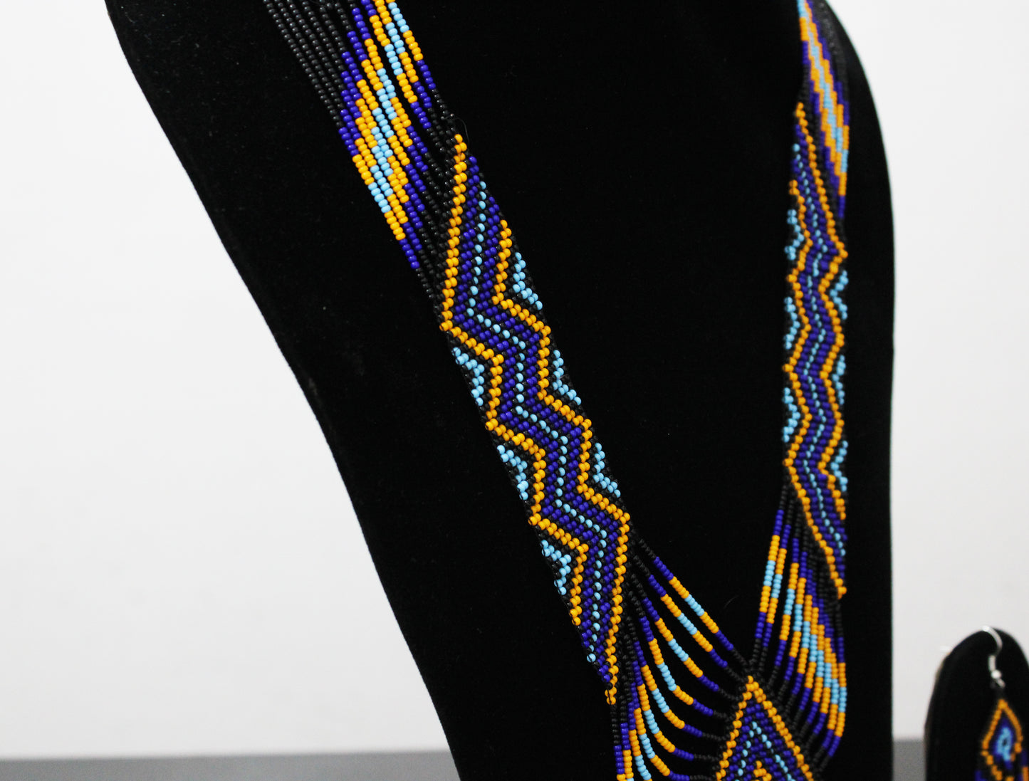Blue Native American Beaded Necklace ( Handmade )