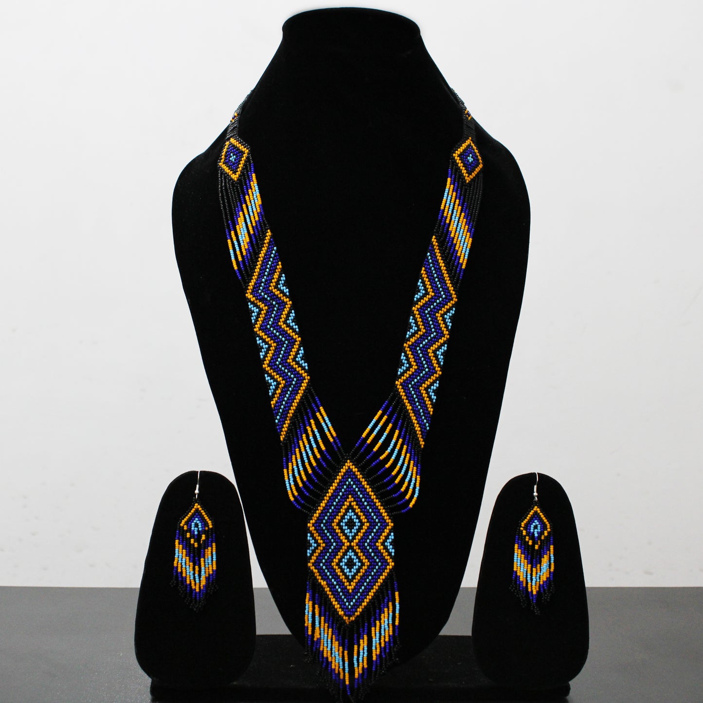 Blue Native American Beaded Necklace ( Handmade )