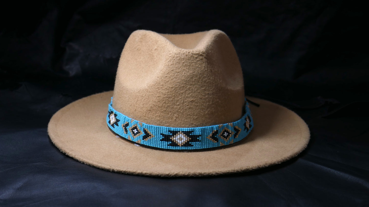 Beaded Hat Band Native American Southwestern Cowboy Rode Handmade Head/Hat Band