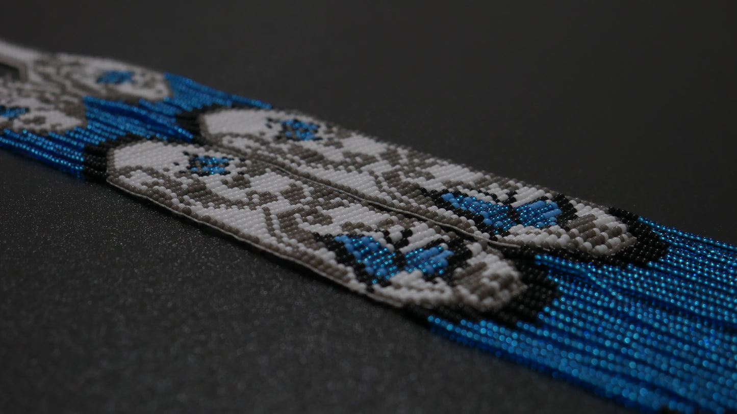Trans Butterfly Native American Beaded Necklace ( Handmade )