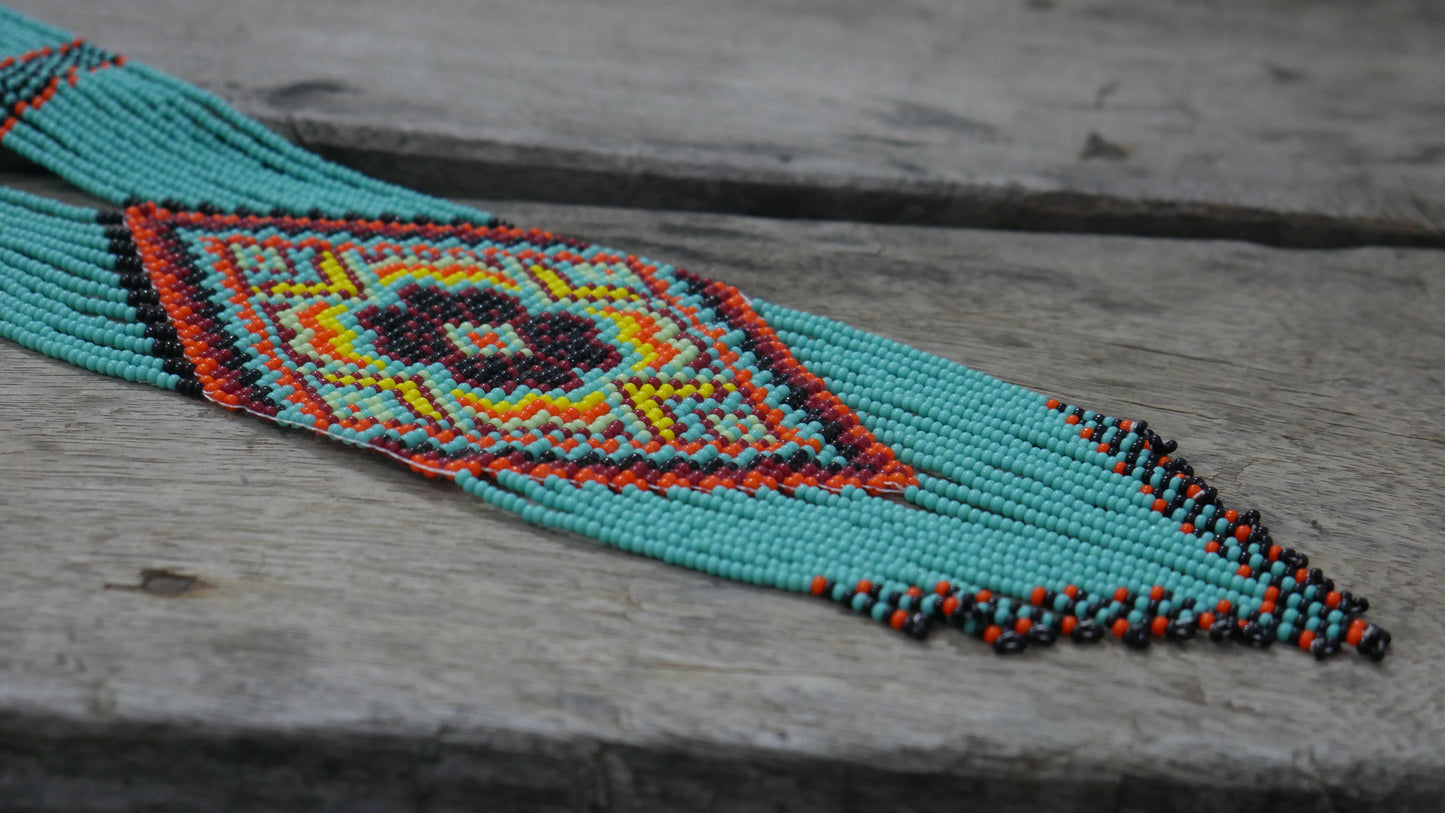 Turquoise Native American Beaded Necklace ( Handmade )