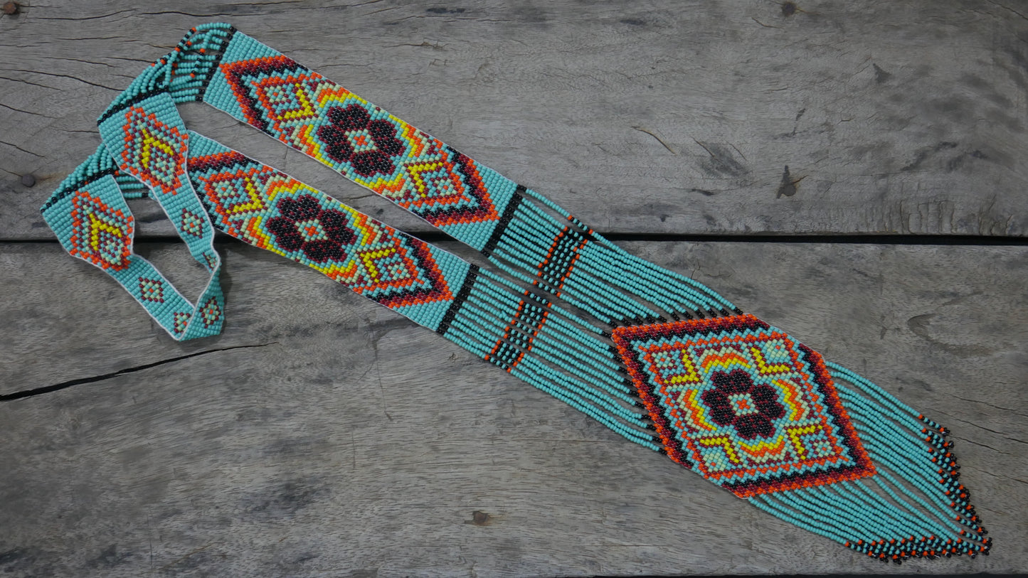 Turquoise Native American Beaded Necklace ( Handmade )