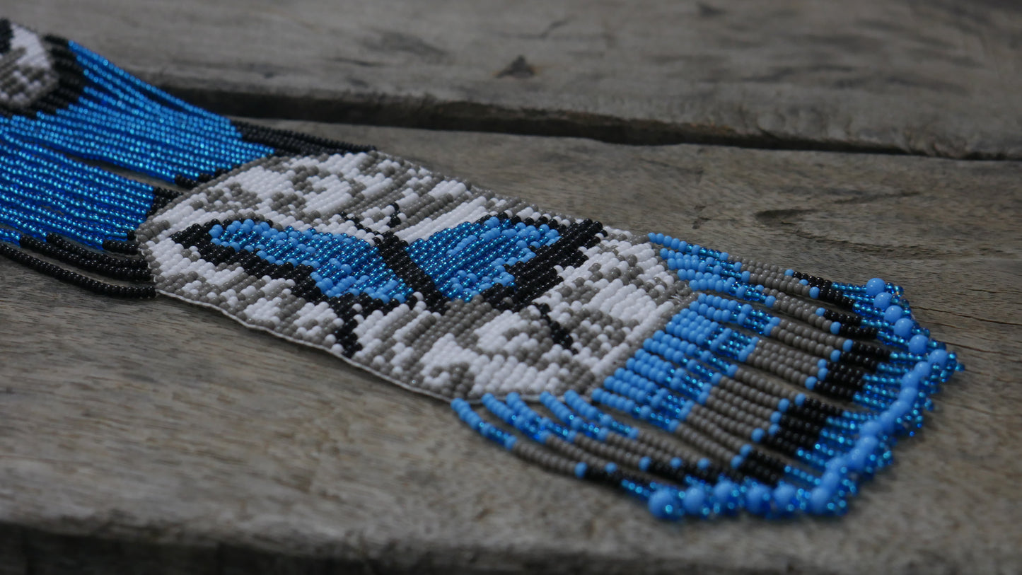 Trans Butterfly Native American Beaded Necklace ( Handmade )