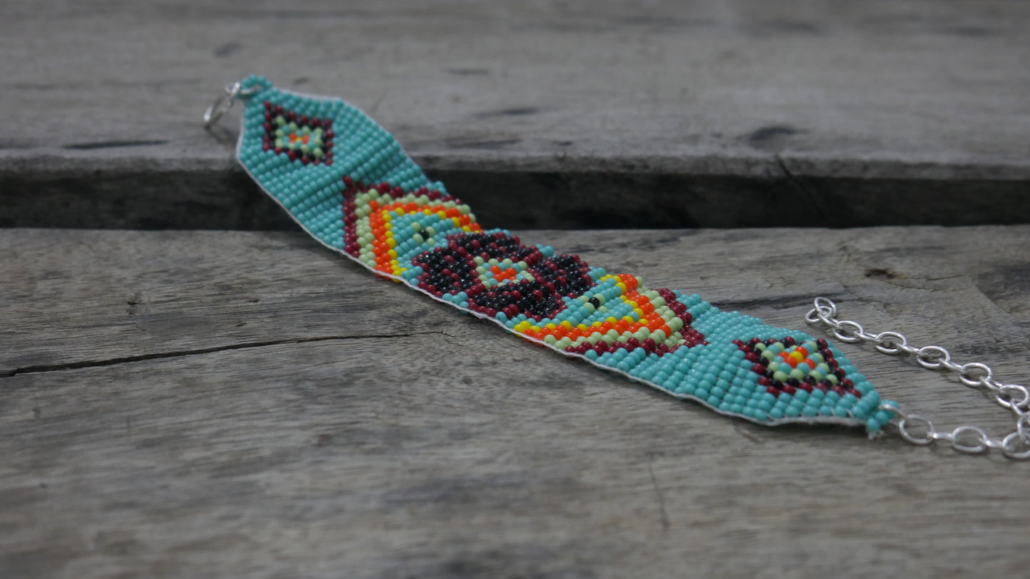 Turquoise Native American Beaded Necklace ( Handmade )