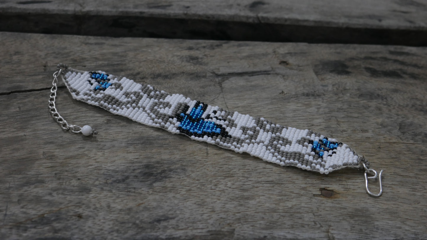 Trans Butterfly Native American Beaded Necklace ( Handmade )