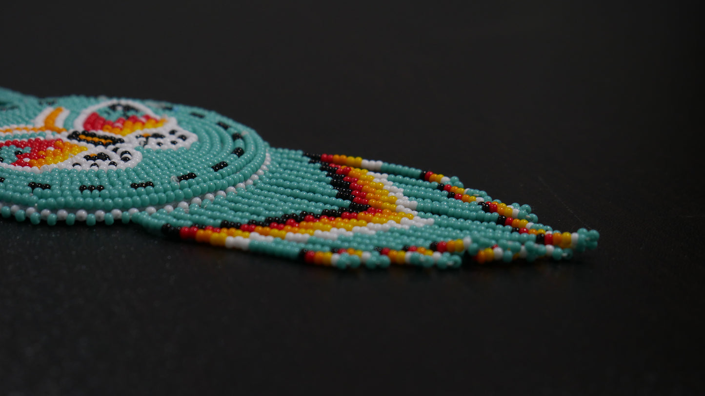 Turquoise Native American Butterfly Beaded Medallion Necklace ( Handmade )