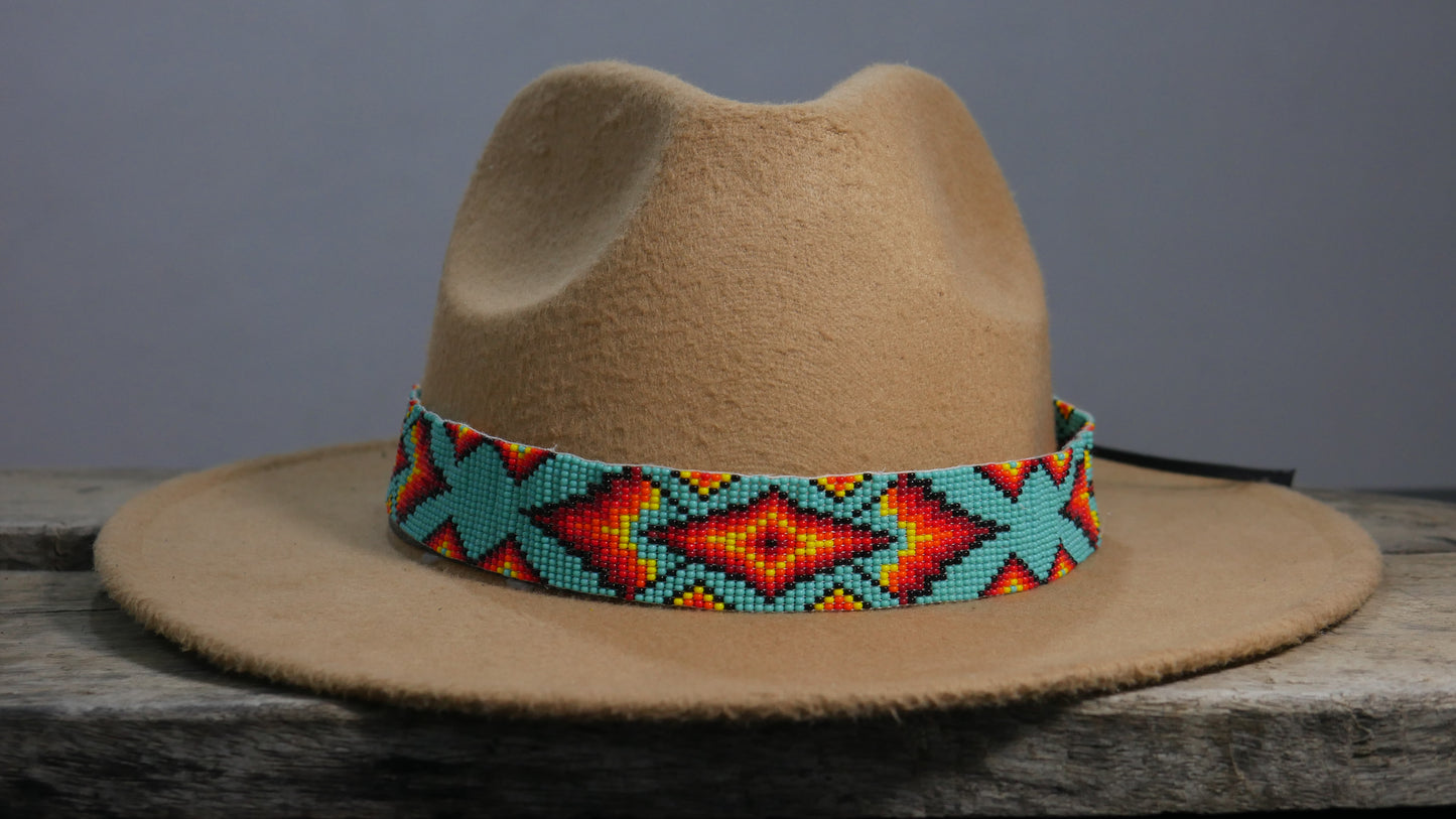 Beaded Hat Band Native American Southwestern Cowboy Rode Handmade Head/Hat Band