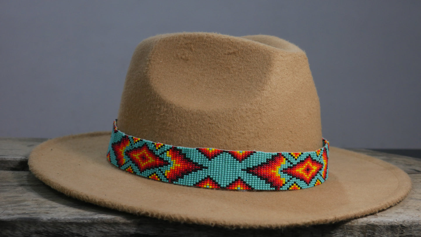 Beaded Hat Band Native American Southwestern Cowboy Rode Handmade Head/Hat Band