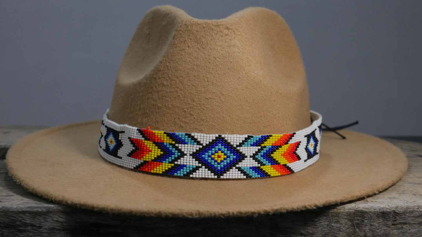 Beaded Hat Band Native American Southwestern Cowboy Rode Handmade Head/Hat Band