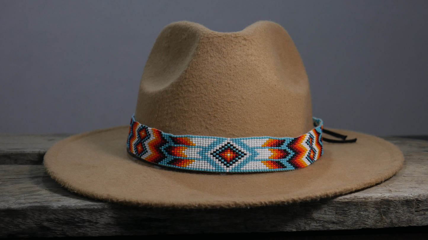 Beaded Hat Band Native American Southwestern Cowboy Rode Handmade Head/Hat Band