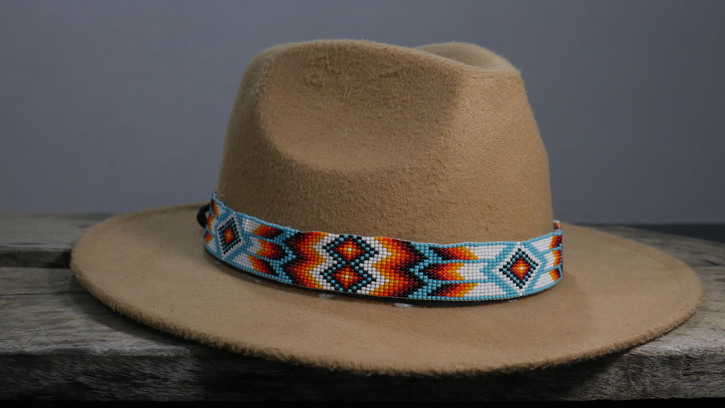 Beaded Hat Band Native American Southwestern Cowboy Rode Handmade Head/Hat Band