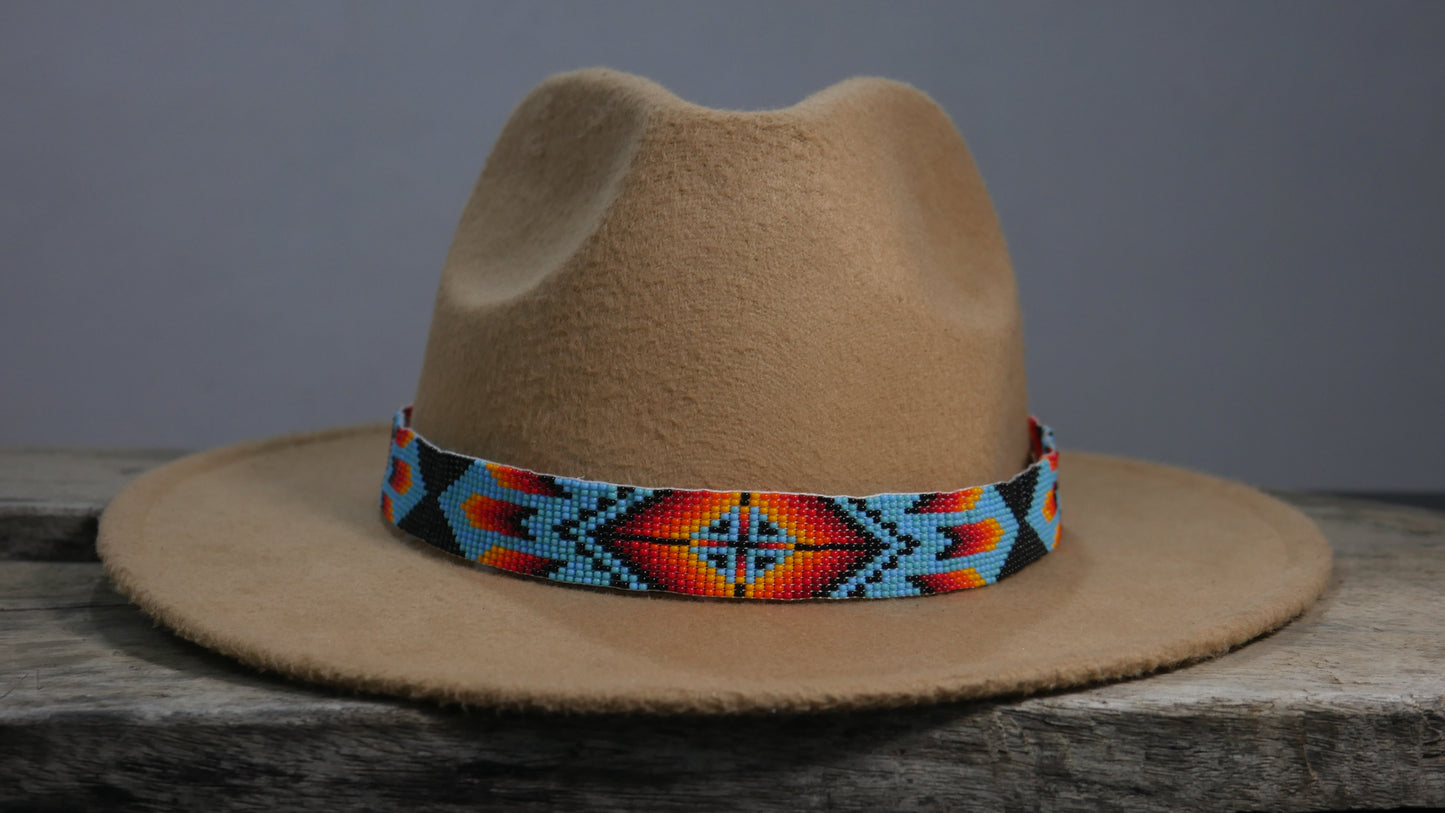 Beaded Hat Band Native American Southwestern Cowboy Rode Handmade Head/Hat Band