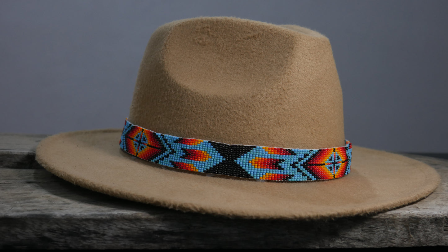 Beaded Hat Band Native American Southwestern Cowboy Rode Handmade Head/Hat Band