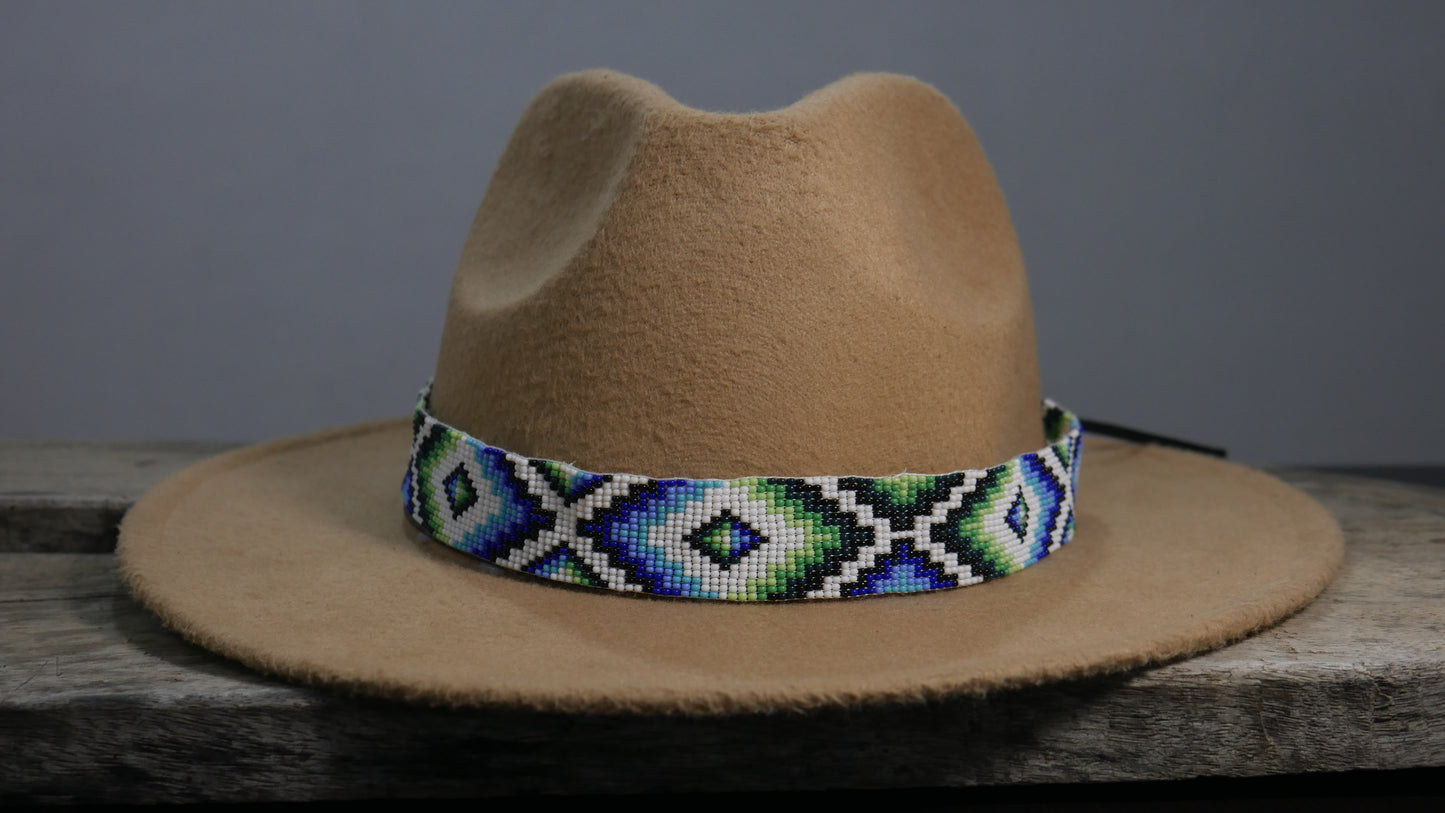 Beaded Hat Band Native American Southwestern Cowboy Rode Handmade Head/Hat Band