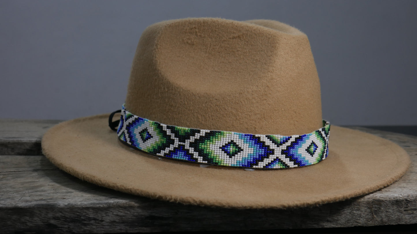 Beaded Hat Band Native American Southwestern Cowboy Rode Handmade Head/Hat Band