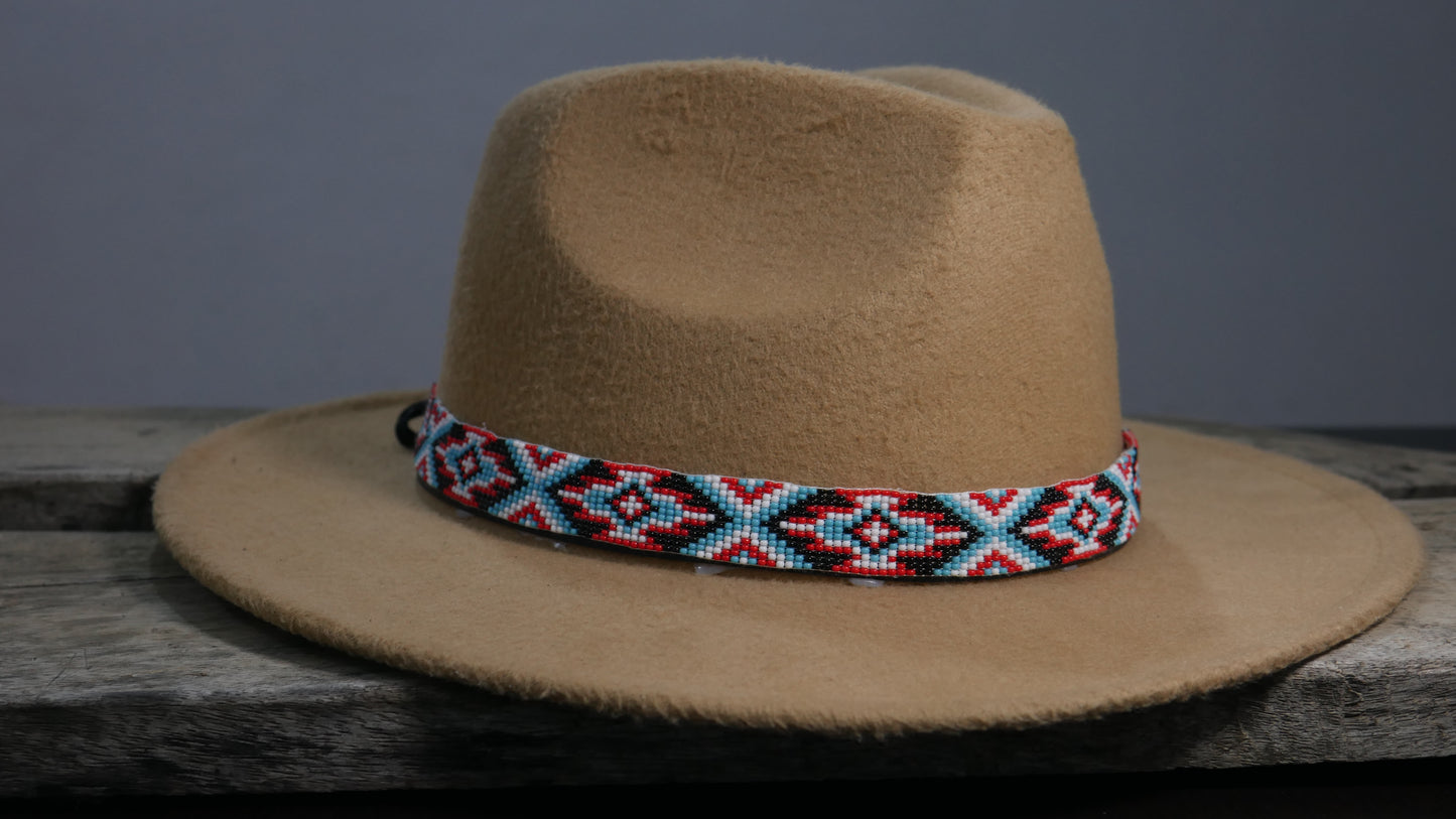 Beaded Hat Band Native American Southwestern Cowboy Rode Handmade Head/Hat Band