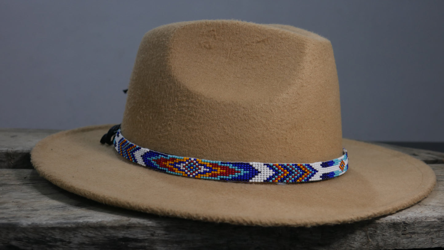 Beaded Hat Band Native American Southwestern Cowboy Rode Handmade Head/Hat Band