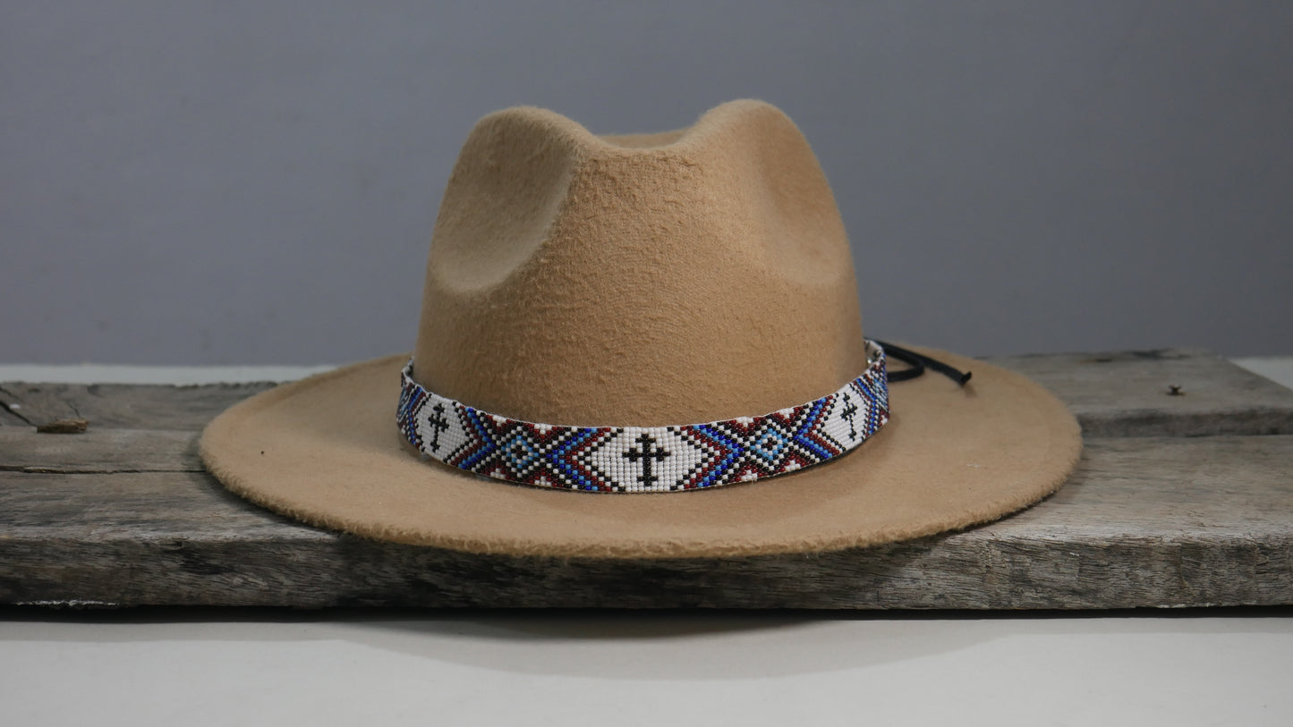 Beaded Hat Band Native American Southwestern Cowboy Rode Handmade Head/Hat Band
